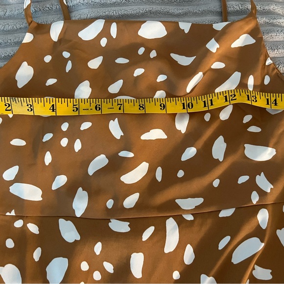 Old Navy Tan & White Polka Dot Maxi Slip Boho Camisole Sleeveless Dress Size S - Picture 5 of 6